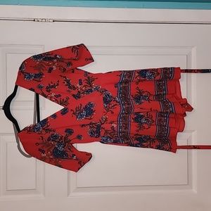 Pink and blue floral romper